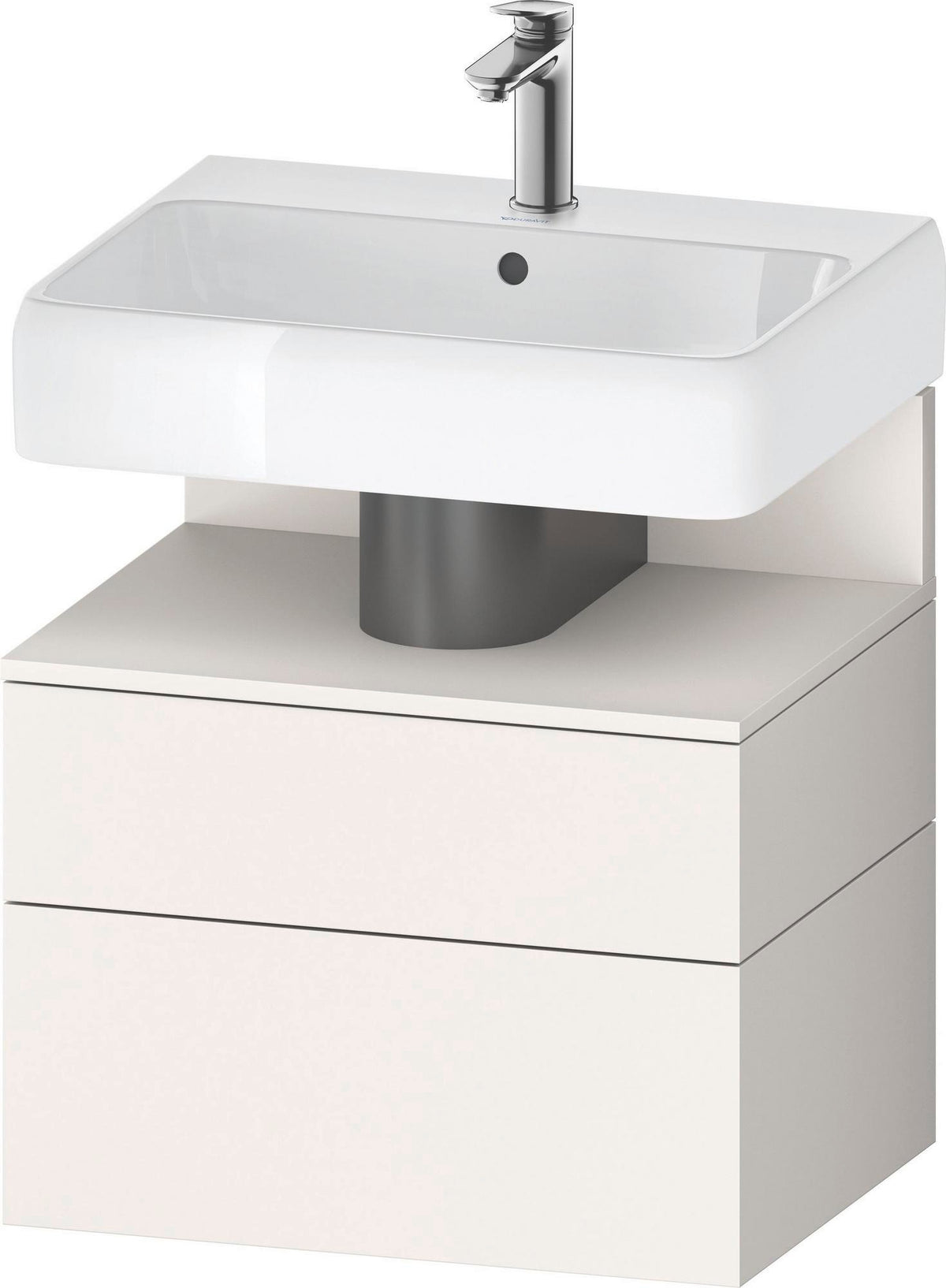 DURAVIT Qatego Waschtischunterbau 590 mm wandhängend, 1 Auszug, weiß Hochglanz, Nische Eiche Schwarz