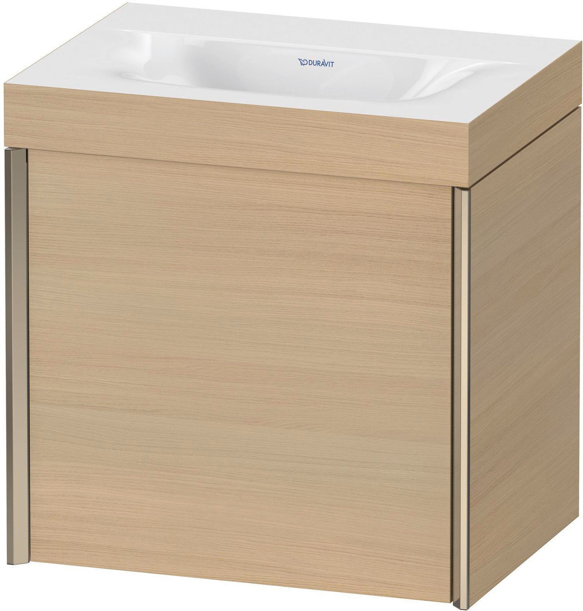 Duravit XViu Waschtischunterbau 460 mm, 1 Tür, champagner matt / mediterrane Eiche, wandhängend