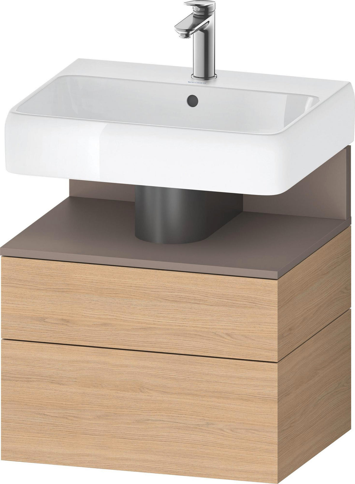 DURAVIT Qatego Waschtischunterbau 590 mm wandhängend, 1 Auszug, weiß Hochglanz, Nische Eiche Schwarz