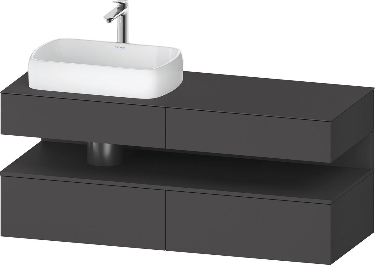 Duravit Qatego Konsolenwaschtischunterbau 1400 mm weiß hochglanz mit Eiche schwarz Nische