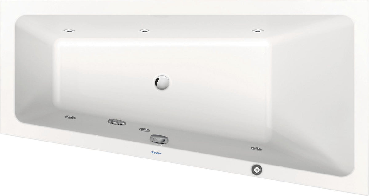 Duravit No.1 Whirlwanne 1500x800mm Trapez Einbau mit 6 Chromdüsen und Fußgestell