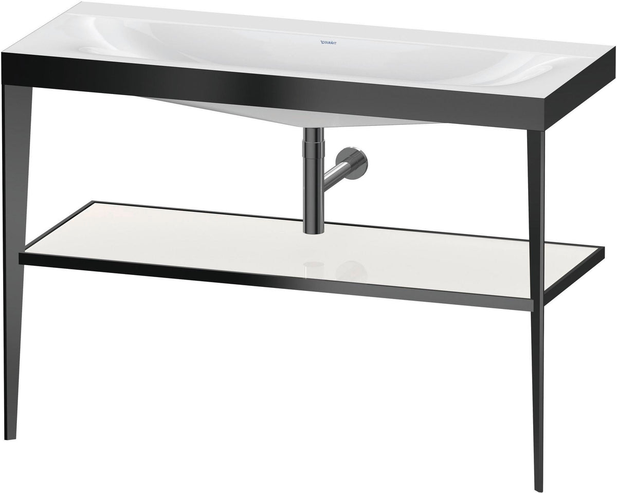 DURAVIT XViu c-bonded Waschtischset 1200 mm in Schwarz Matt mit Metallkonsole und apricot pearl Hochglanz