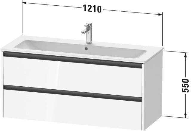 Duravit Ketho.2 Waschtischunterbau 1210 mm Eiche Terra Matt – Wandhängend mit 2 Schubkästen