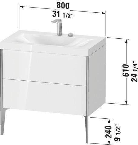 Duravit XViu Möbelwaschtischset 800x480mm mit Unterbau, 2 Auszügen & Viu Waschtisch – Nussbaum Mitte
