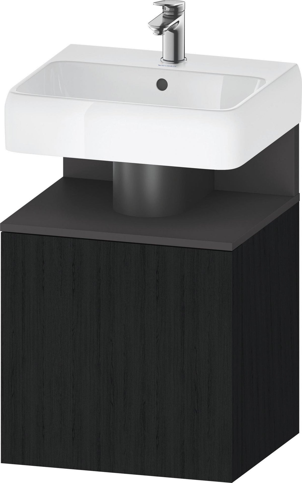 DURAVIT Qatego Waschtischunterbau 490 mm wandhängend, 1 Tür links, Weiß Matt mit Eiche Schwarz Nische