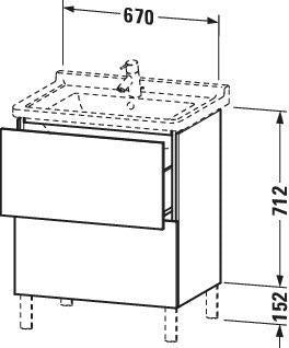 Duravit L-Cube Waschtischunterbau 469x670x712 mm taupe matt – 2 Auszüge, Tip-On, für Starck 3
