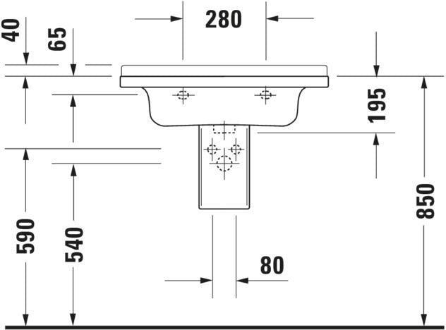 DURAVIT Möbelwaschtisch Starck 3 850 mm mit Überlauf, 1 Hahnloch, weiß – Wandhängend