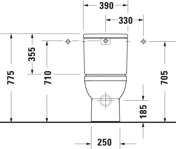 Duravit No.1 Stand-WC Kombi, spülrandlos, HygieneGlaze, 650 mm, weiß