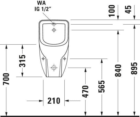 Duravit No.1 Urinal 305x290mm spülrandlos weiß Zulauf hinten