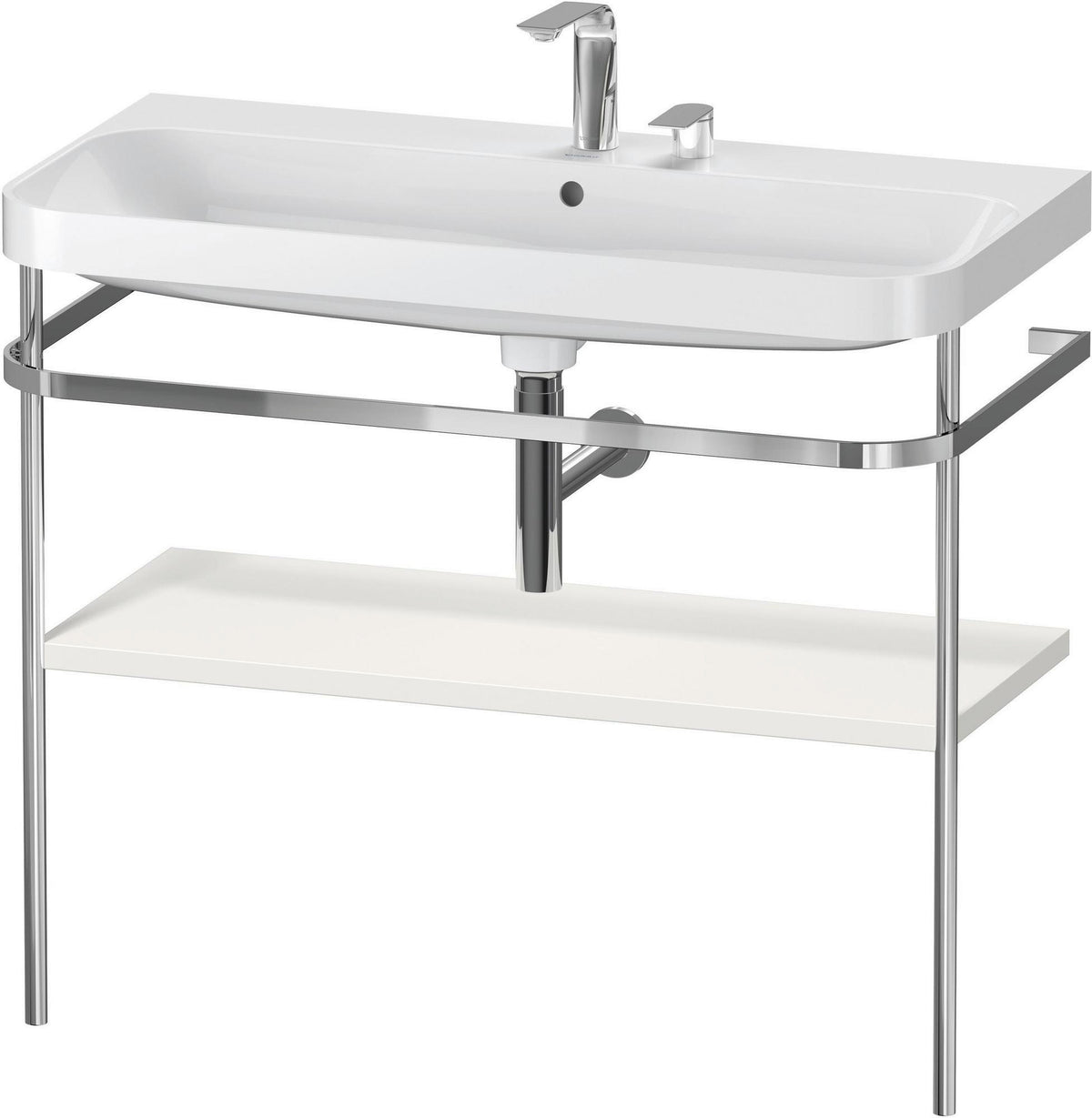Duravit Happy D.2 c-shaped Waschtischset mit Metallkonsole, 975 mm, Taupe