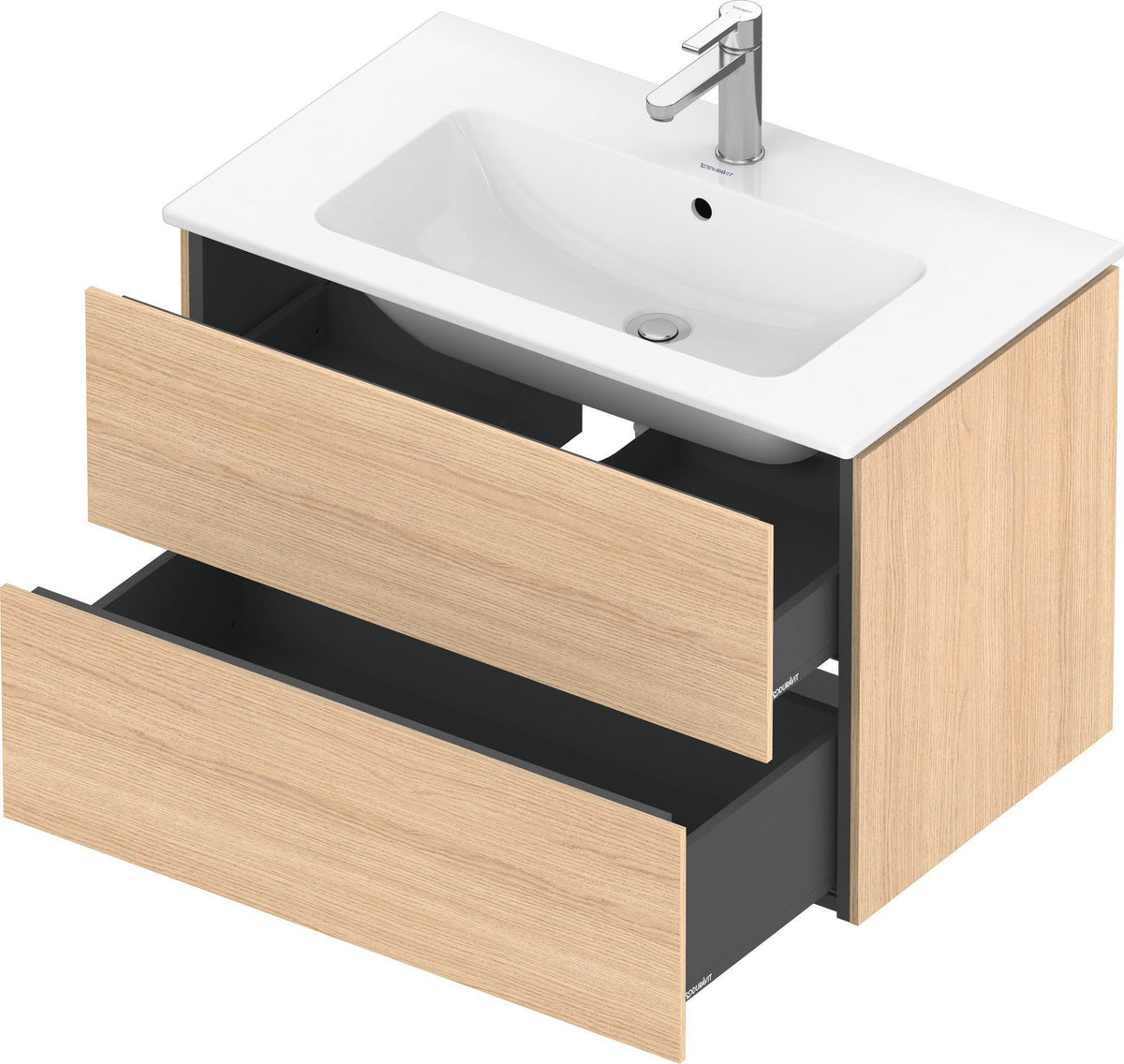 Duravit L-Cube Waschtischunterbau 820 mm taupe matt mit 2 Schubkästen und Tip-On-Technik