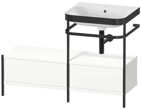 Duravit Waschtischset Happy D.2 Plus 1200x490mm ein Hahnloch taupe supermatt mit Metallkonsole
