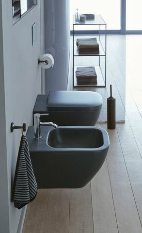 DURAVIT Wand-Bidet Happy D.2 540 mm Anthrazit Matt mit Überlauf und 1 Hahnloch