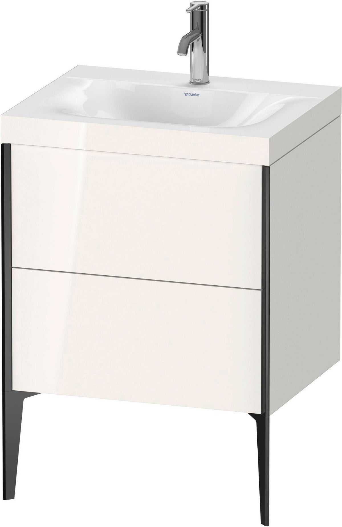 DURAVIT XViu c-bonded Set bodenstehend 610 mm, 2 Auszüge, schwarz matt/weiß hochglanz
