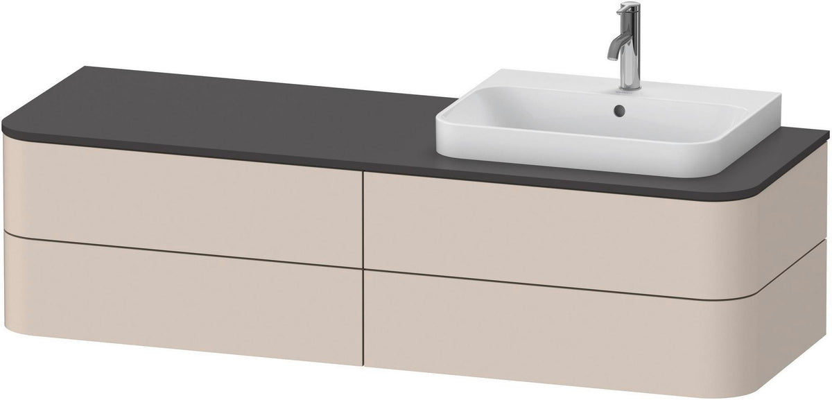 DURAVIT Happy D.2 Konsolenwaschtischunterbau taupe supermatt 1600 mm mit Tip-On Technik und LED Innenbeleuchtung
