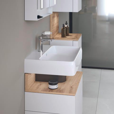 DURAVIT Qatego Waschtischunterbau 590 mm wandhängend, 1 Auszug, weiß Hochglanz, Nische Eiche Schwarz