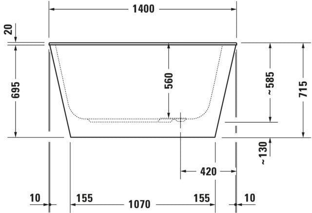 DURAVIT DuraStyle Rechteck-Badewanne 1400x800mm weiß Acryl Einbauwanne