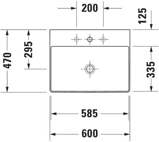 Duravit DuraSquare Waschtisch 600 mm weiß mit Hahnloch ohne Überlauf für Wandmontage