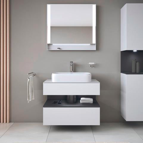 DURAVIT Qatego Hochschrank 400 mm, 2 Türen, weiß Hochglanz, Eiche Schw. Matt