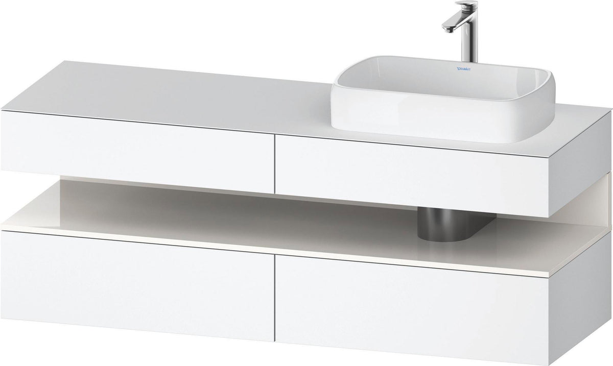 Duravit Qatego Konsolenwaschtischunterbau 1600 mm Weiß Hochglanz mit Eiche Schwarz Nische