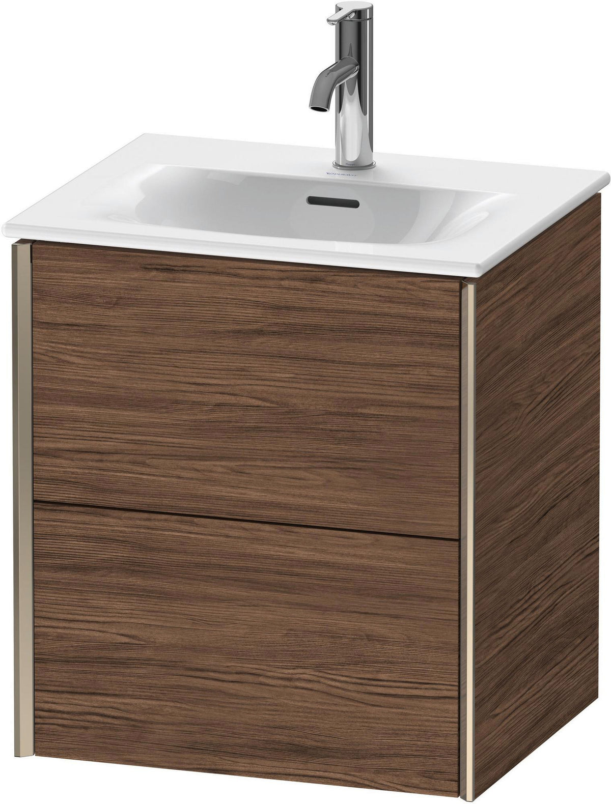 Duravit XViu Waschtischunterbau wandhängend 557 mm nussbaum dunkel champagner matt 2 Schubladen