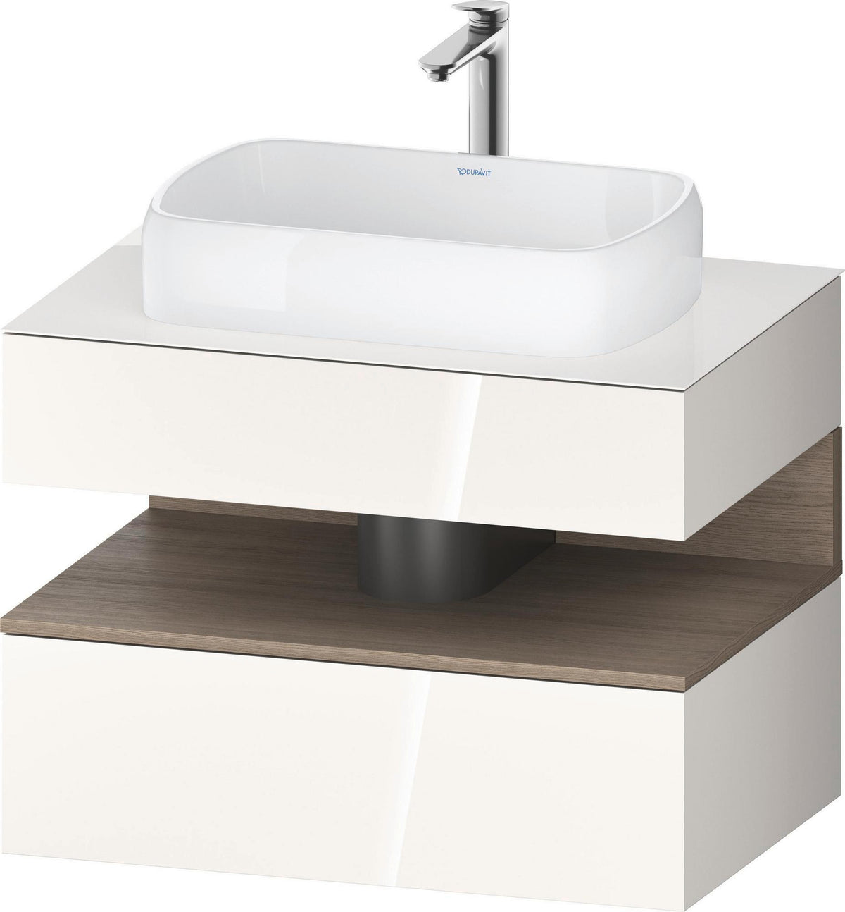 DURAVIT Qatego Konsolenwaschtischunterbau 800 mm Basalt Matt – Wandhängend mit Tip-On & LED