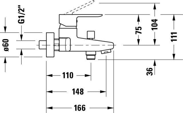 DURAVIT A.1 Einhebel-Wannenmischer Aufputz Chrom – Keramikmischsystem, DN 15, 2-löchig