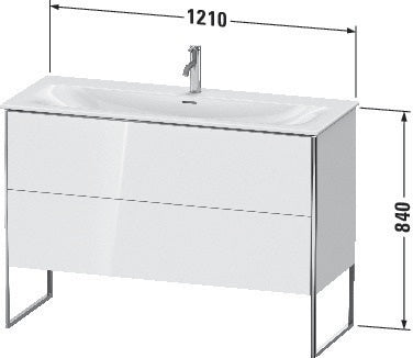 Duravit XSquare Waschtischunterbau 1210 mm mit 2 Auszügen, Eiche massiv, Anthrazit matt