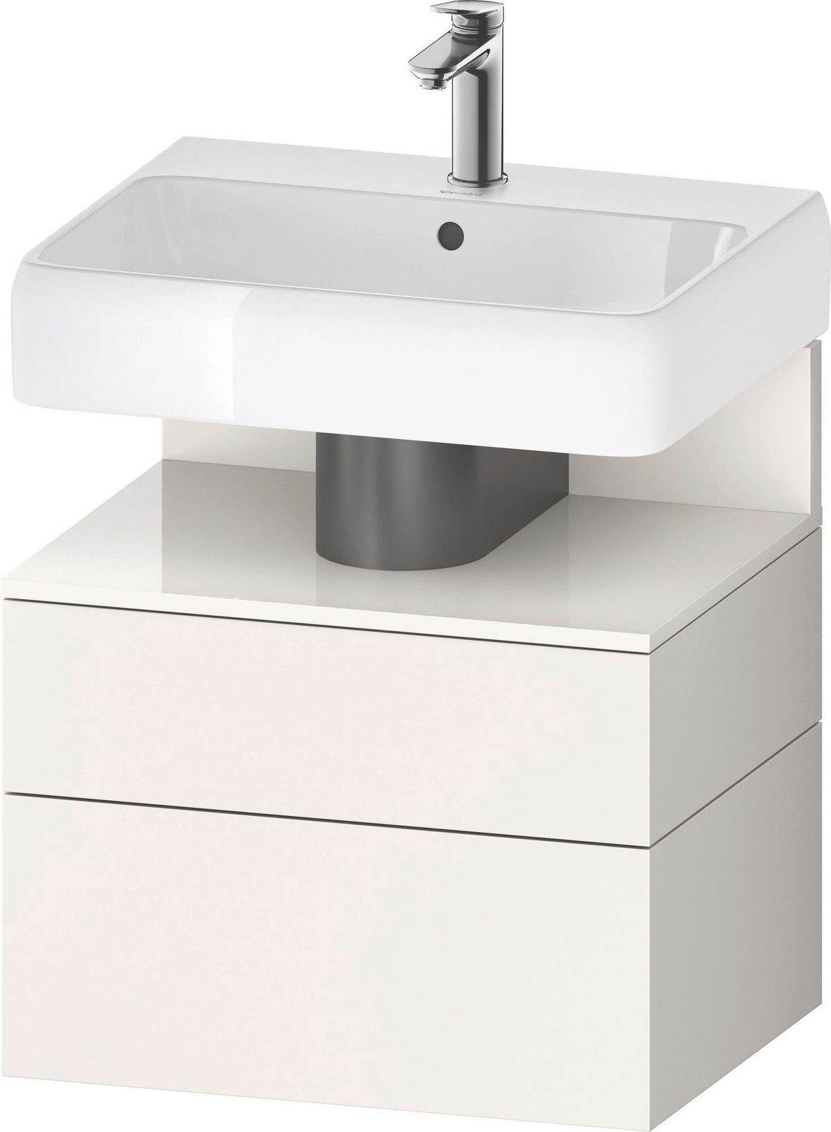 DURAVIT Qatego Waschtischunterbau 590 mm wandhängend, 1 Auszug, weiß Hochglanz, Nische Eiche Schwarz