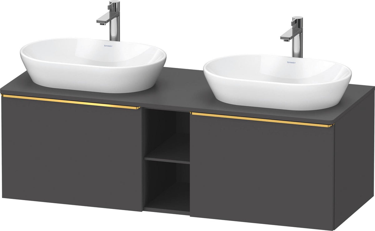 DURAVIT D-Neo Konsolenwaschtischunterbau 1400 mm betongrau matt mit 2 Auszügen und Bronze-Griffen