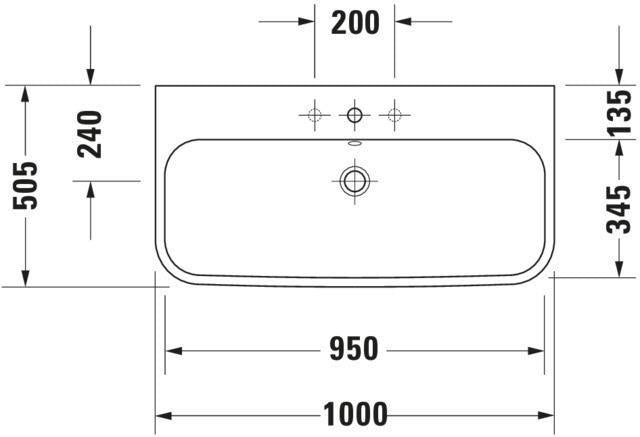 DURAVIT Möbelwaschtisch Happy D.2 1000 mm mit Überlauf und Hahnlochbank, weiß