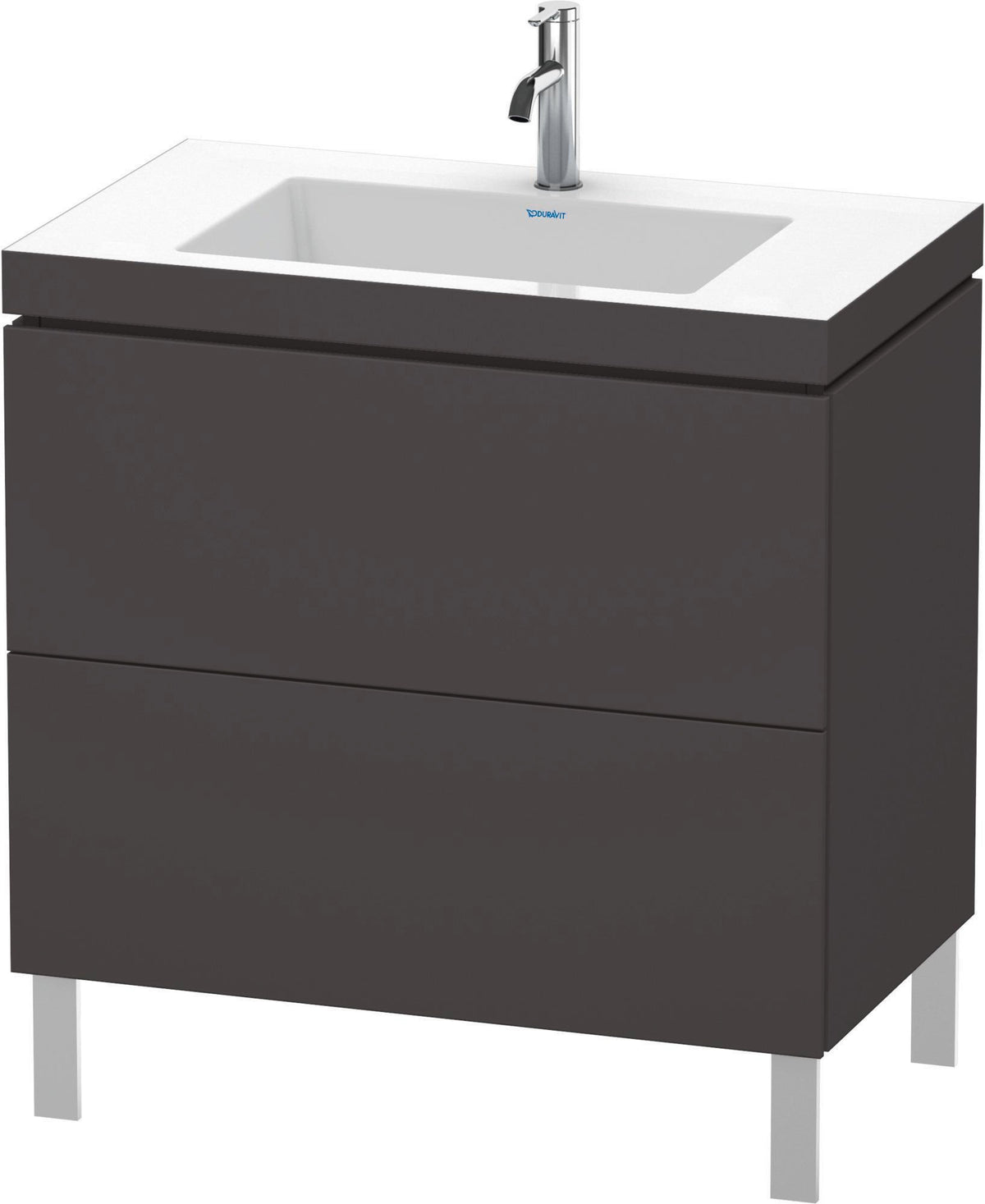 Duravit L-Cube c-bonded Waschtischset 800 mm Graphit Matt mit 2 Auszügen und Vero Air Waschtisch