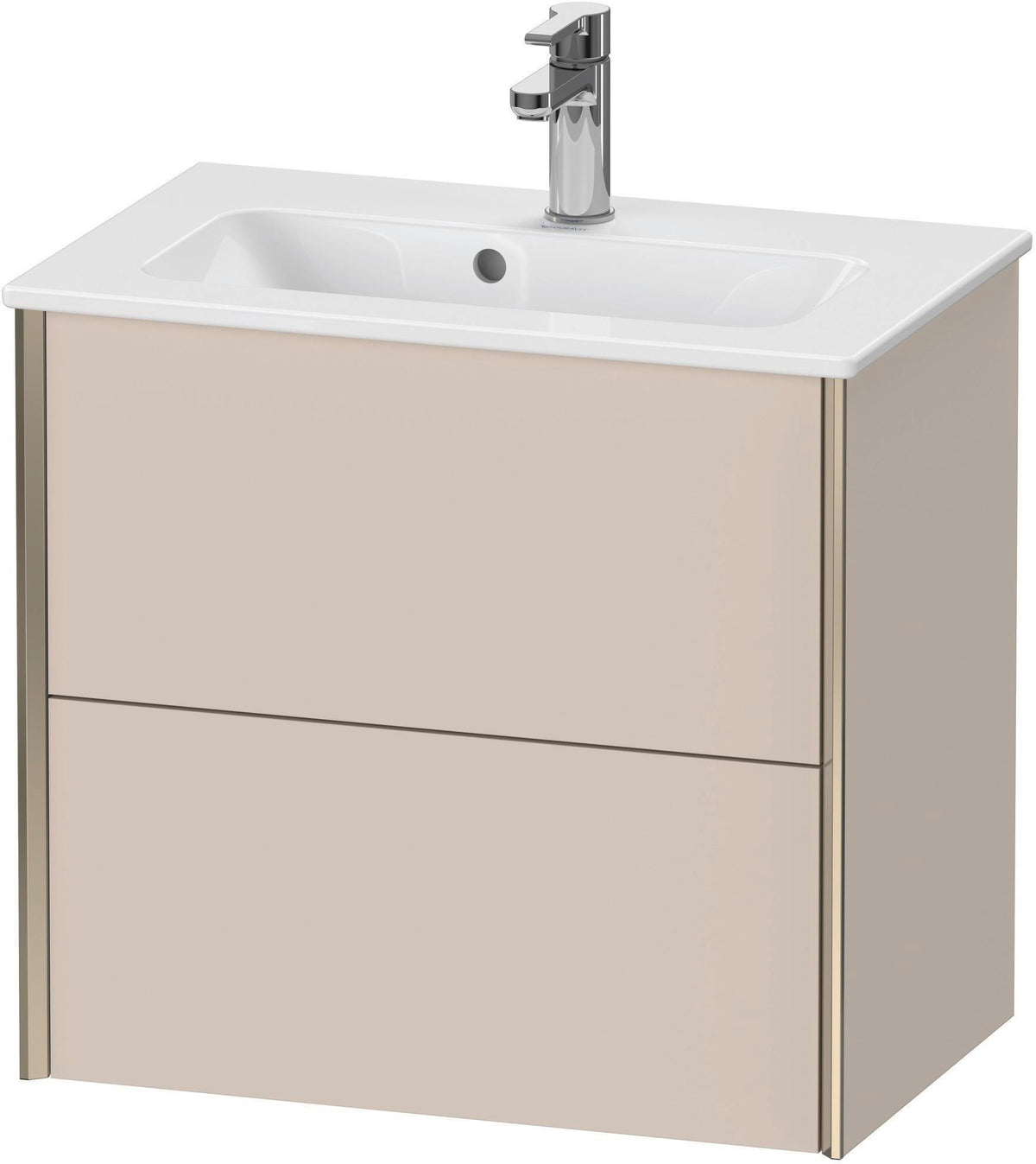DURAVIT XViu Waschtischunterbau wandhängend 610 mm, 2 Schubladen, champagner matt/weiß matt