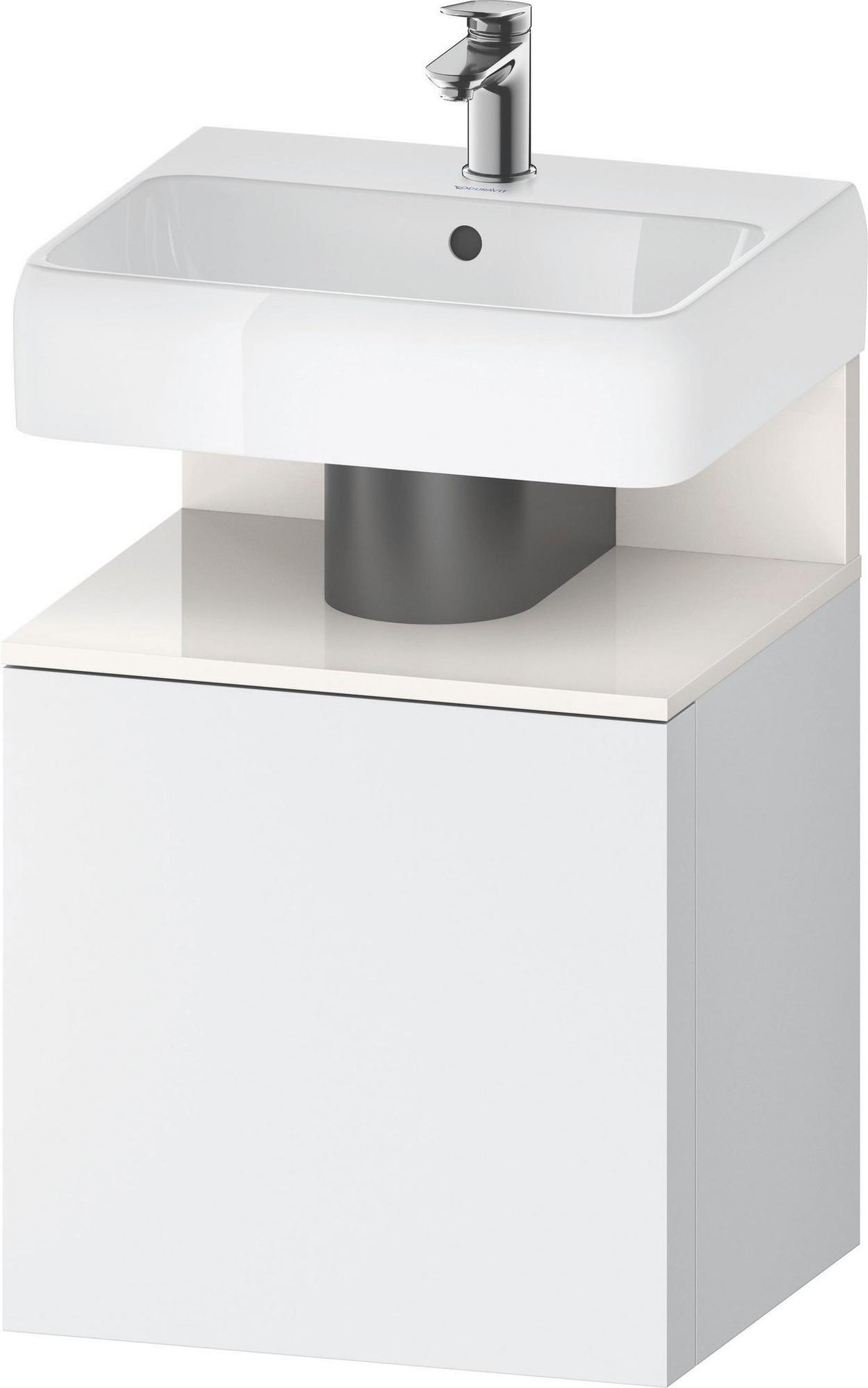 DURAVIT Qatego Waschtischunterbau 490 mm wandhängend, 1 Tür links, Weiß Matt mit Eiche Schwarz Nische