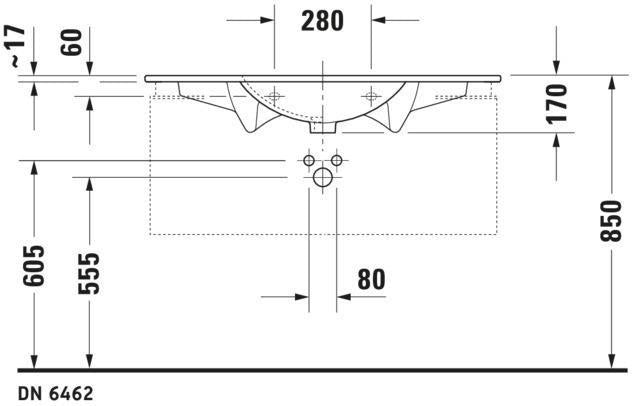 Duravit Möbelwaschtisch Darling New 1030 mm mit Überlauf und Hahnlochbank in Weiß