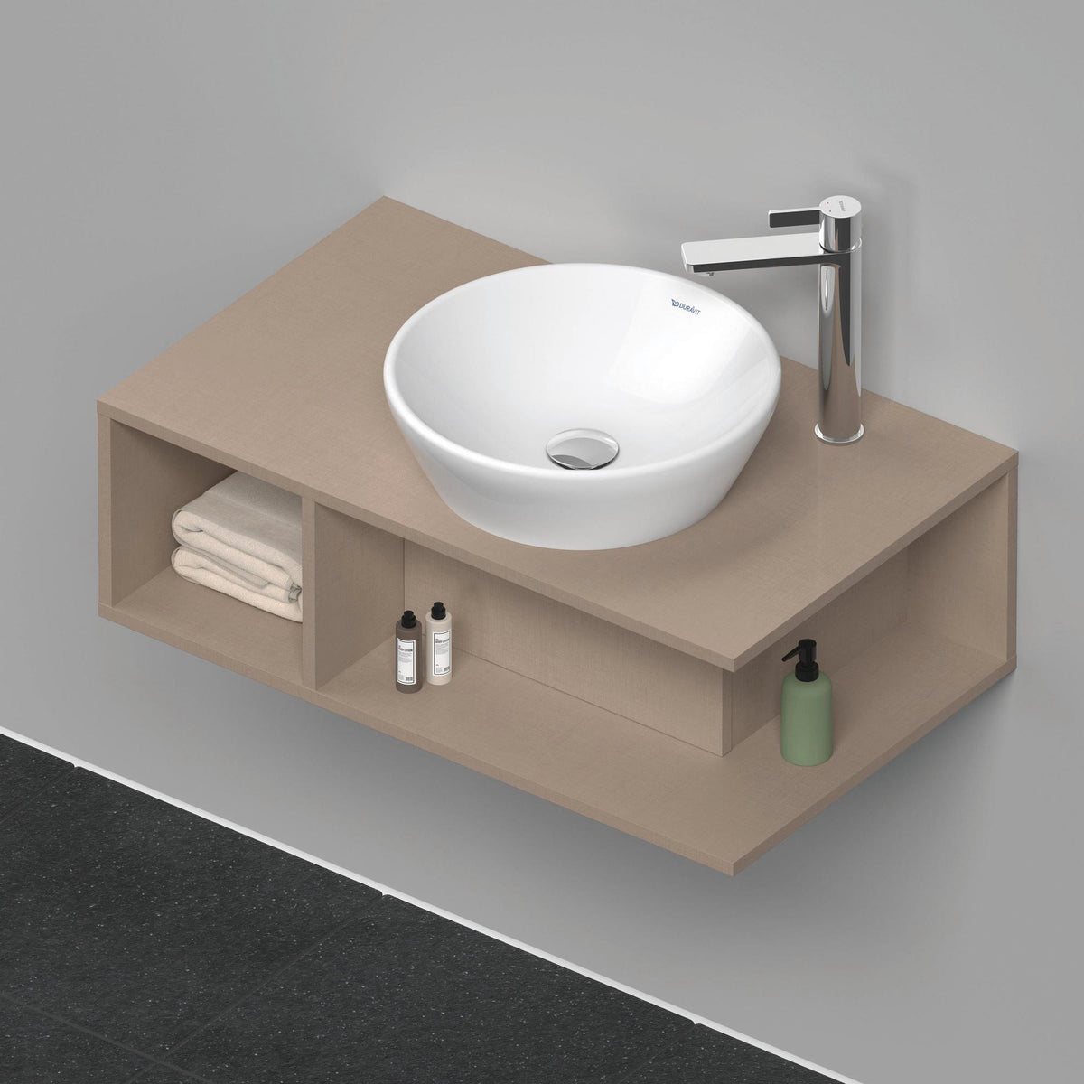 DURAVIT D-Neo Waschtischunterbau wandhängend 800 mm betongrau matt, Becken rechts, 1 offenes Fach