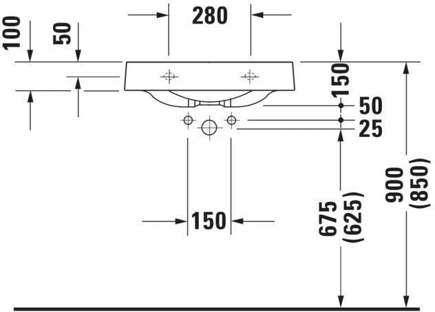 DURAVIT Waschtisch Architec 575 mm weiß, wandhängend, 1 Hahnloch links, ohne Überlauf