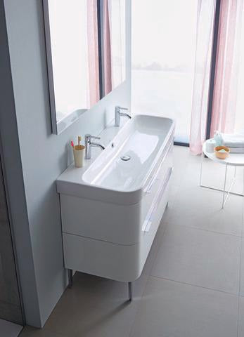 Duravit Happy D.2 Möbelwaschtisch 1200 mm mit Überlauf, 2 Hahnlöchern, WonderGliss, weiß