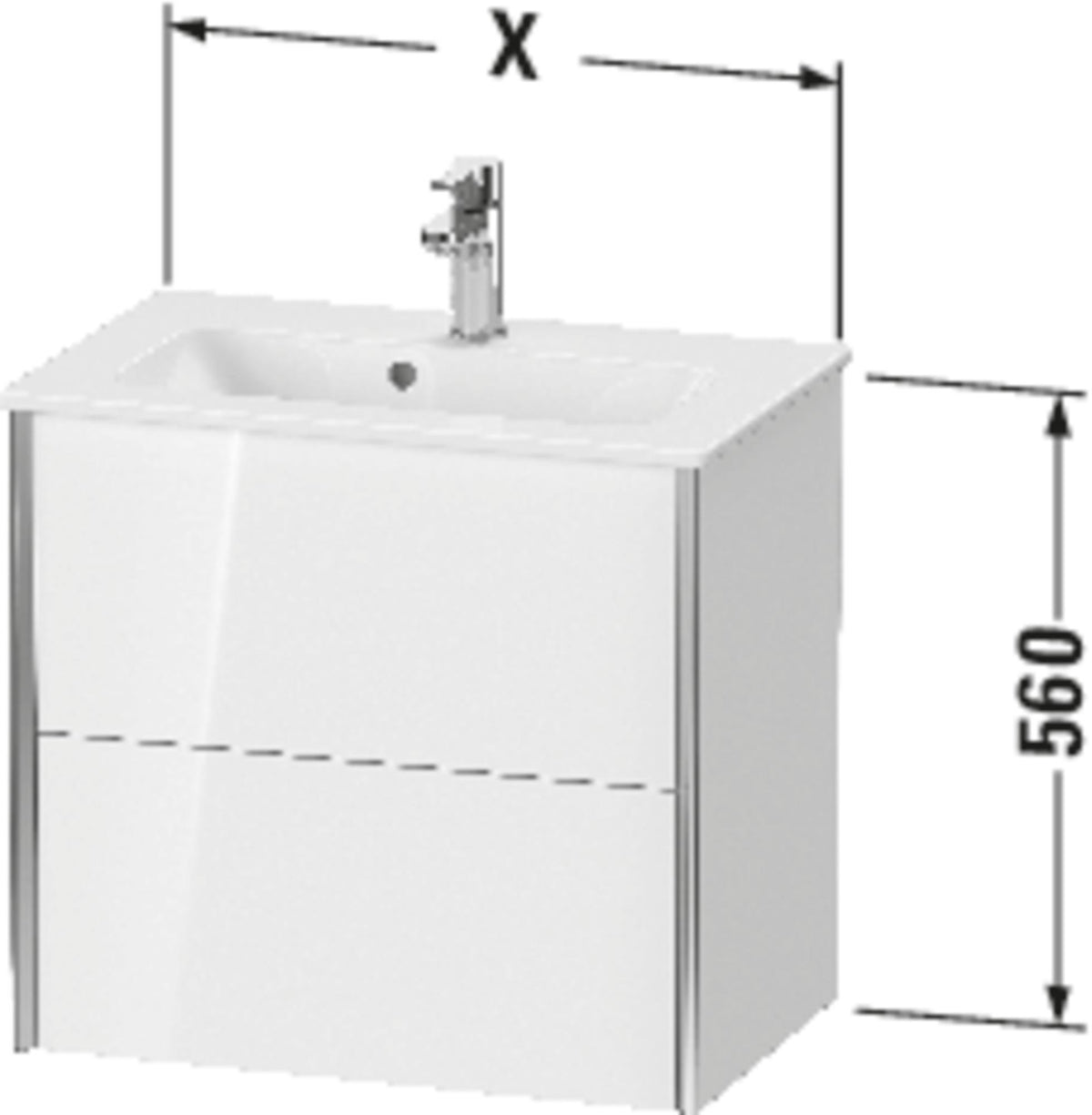 DURAVIT Waschtischunterbau XVIU 610x560x390mm 2 Schubkästen mit Nussbaum-Einrichtung, s-matt