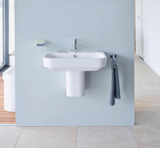DURAVIT Waschtisch Happy D.2 650 mm mit Überlauf, 1 Hahnloch, wandhängend, weiß