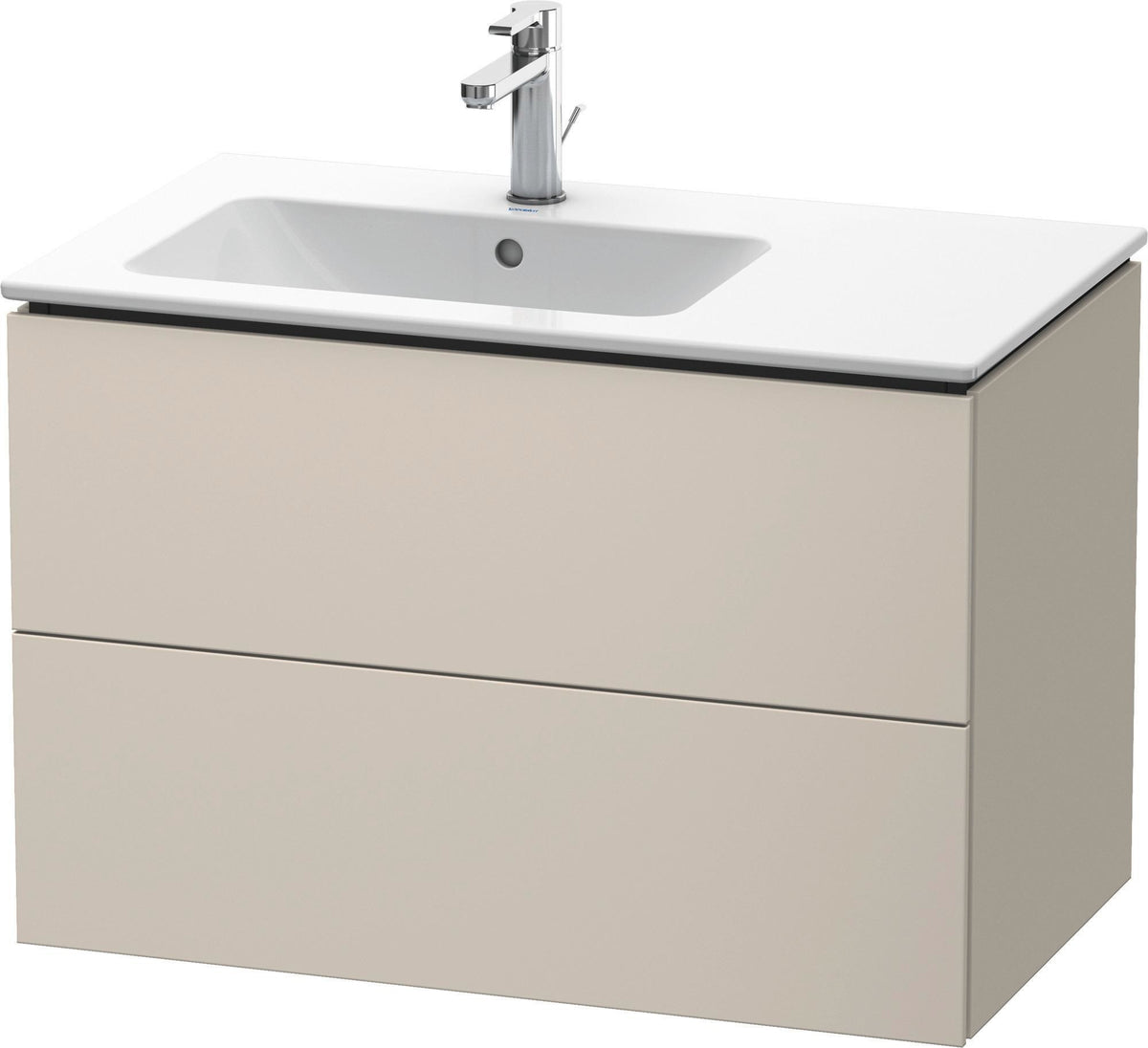 DURAVIT L-Cube Waschtischunterbau 820 mm betongrau matt – 2 Schubkästen, Becken links, wandhängend