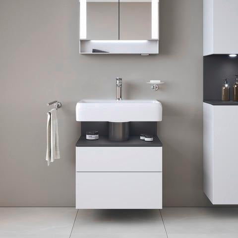 DURAVIT Qatego Waschtischunterbau 590 mm wandhängend, 1 Auszug, weiß Hochglanz, Nische Eiche Schwarz