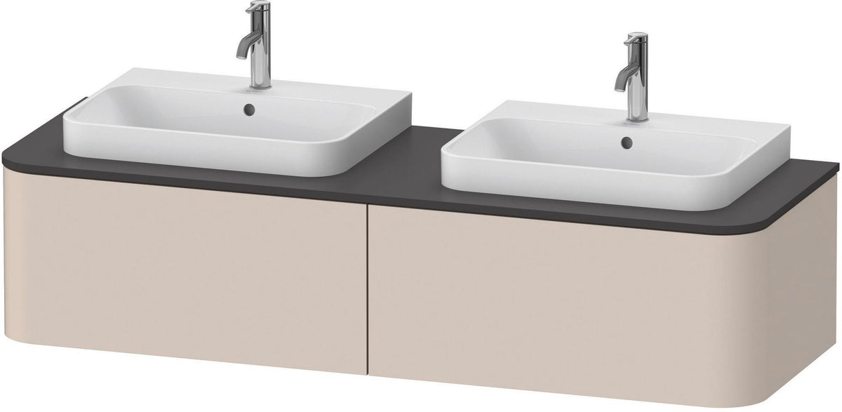 Duravit Happy D.2+ Konsolenwaschtischunterbau 1600 mm taupe supermatt mit Tip-On Technik