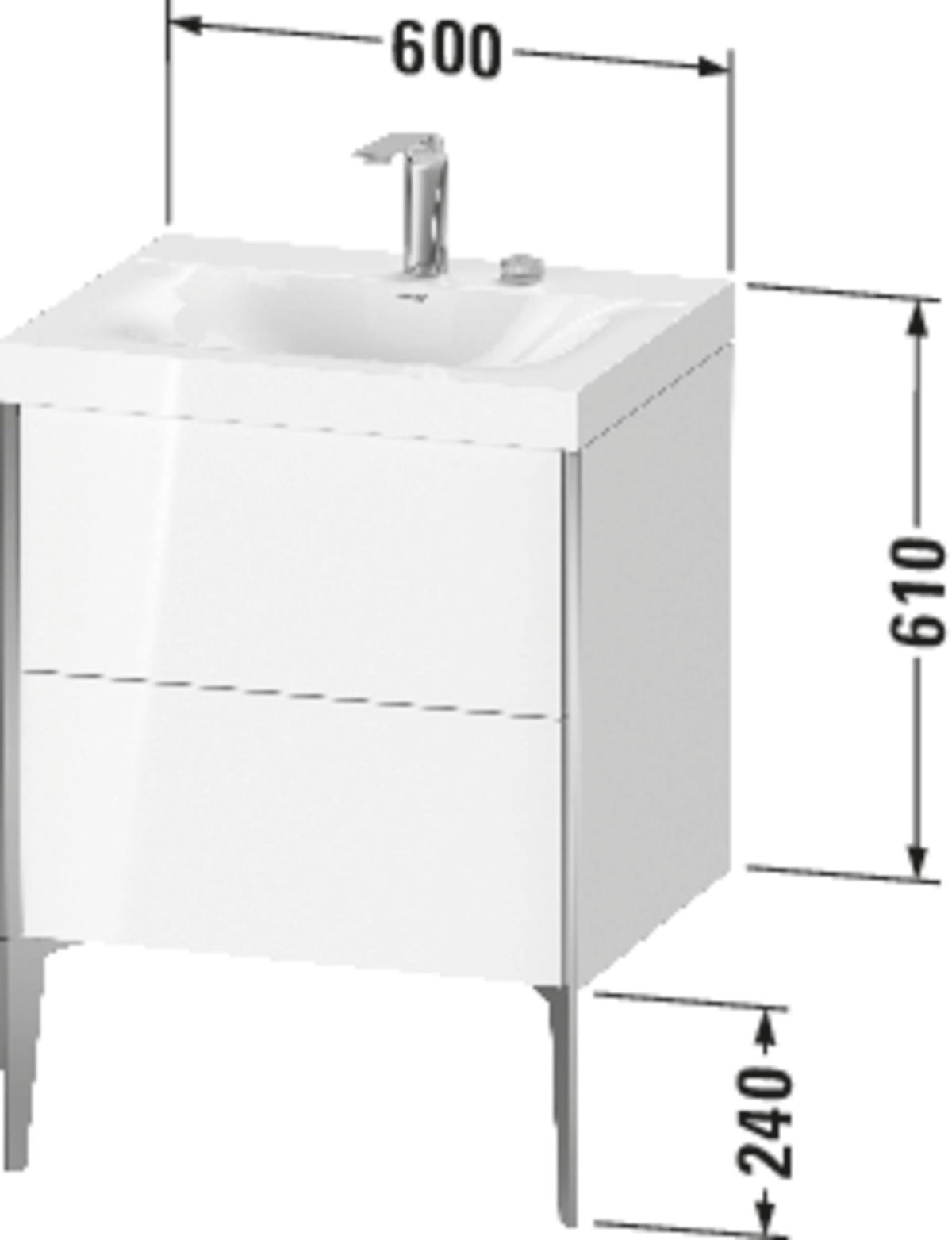 Duravit Möbelwaschtischset XVIU 600x480mm Cha ma / ta s-matt Ra 83 o HL – Viu Waschtisch mit Unterbau