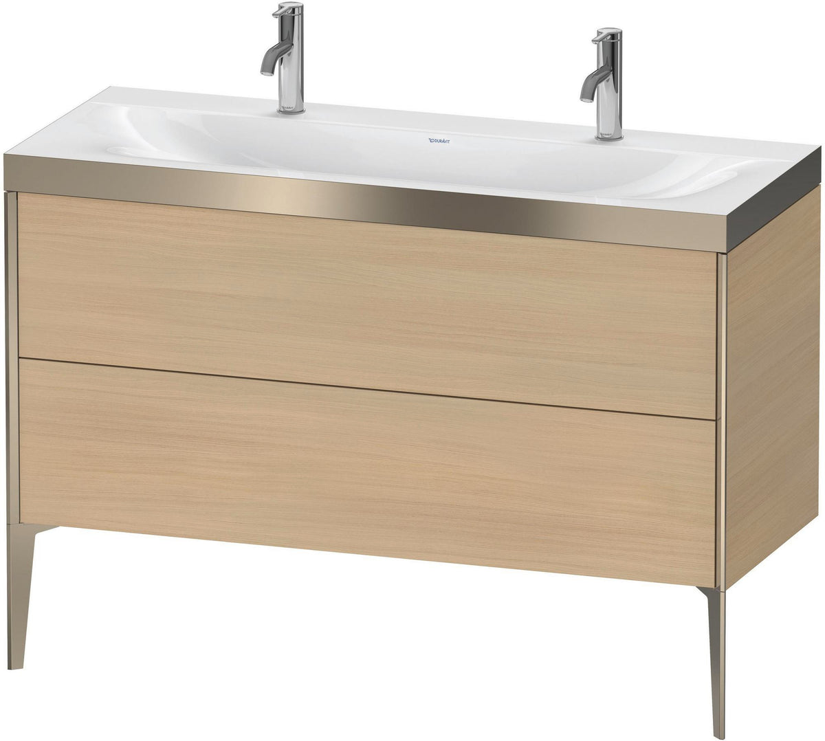 DURAVIT XViu c-bonded Waschtischunterbauset 1200 mm mit 2 Auszügen, champagner matt/mediterrane Eiche