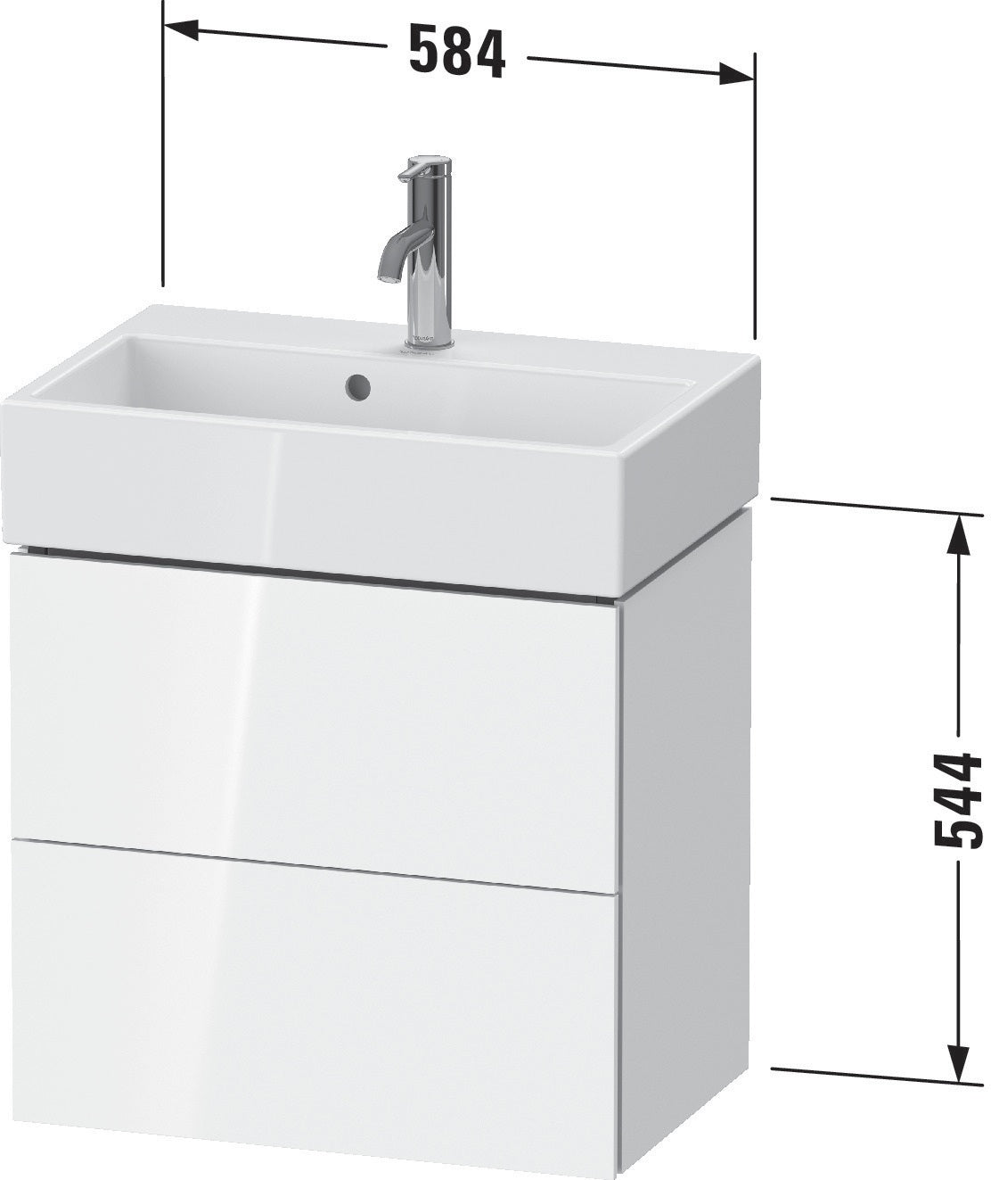 Duravit L-Cube Waschtischunterbau 584 mm taupe supermatt mit 2 Schubkästen und Tip-On-Technik