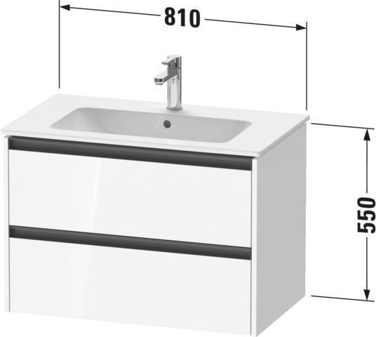 Duravit Ketho.2 Waschtischunterbau 810 mm Eiche Terra mit 2 Schubkästen und Soft-Close