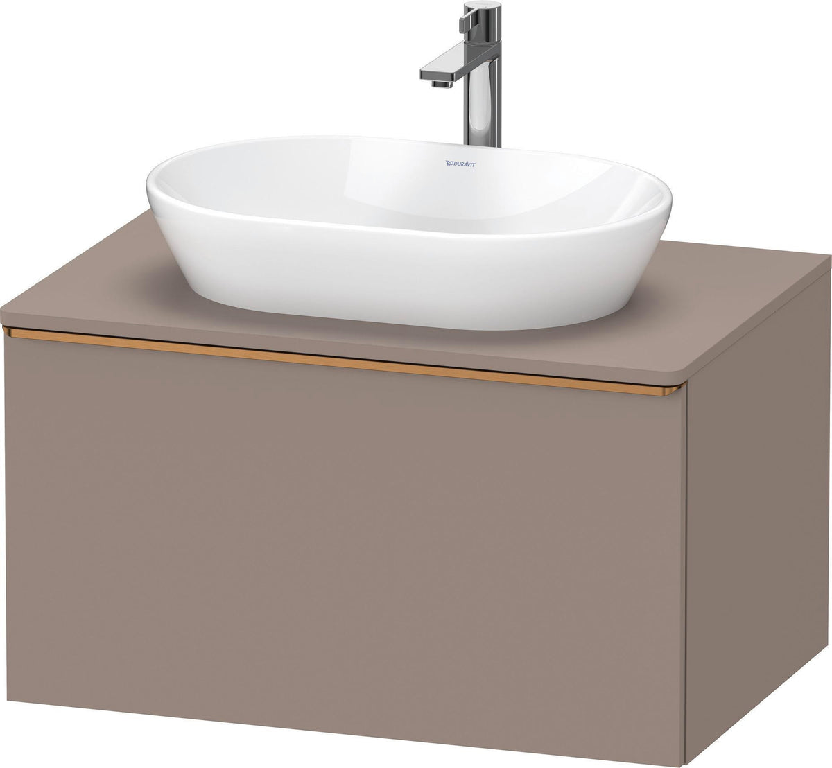 DURAVIT D-Neo Konsolenwaschtischunterbau 800 mm betongrau matt mit Bronze-Griff und Soft-Close-Auszug