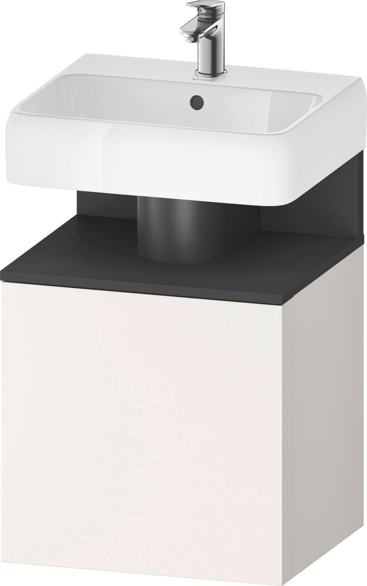 DURAVIT Qatego Waschtischunterbau 490 mm wandhängend, 1 Tür links, Weiß Matt mit Eiche Schwarz Nische