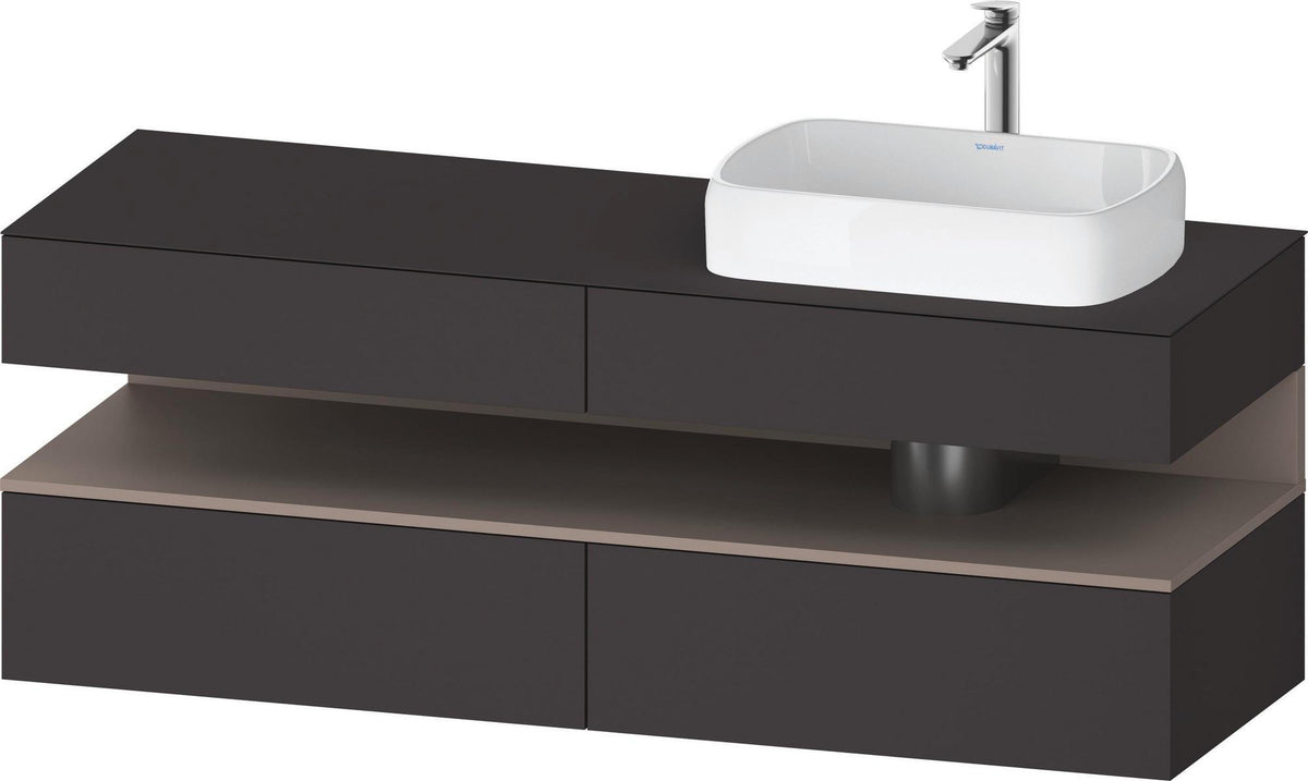 Duravit Qatego Konsolenwaschtischunterbau 1600 mm Weiß Hochglanz mit Eiche Schwarz Nische